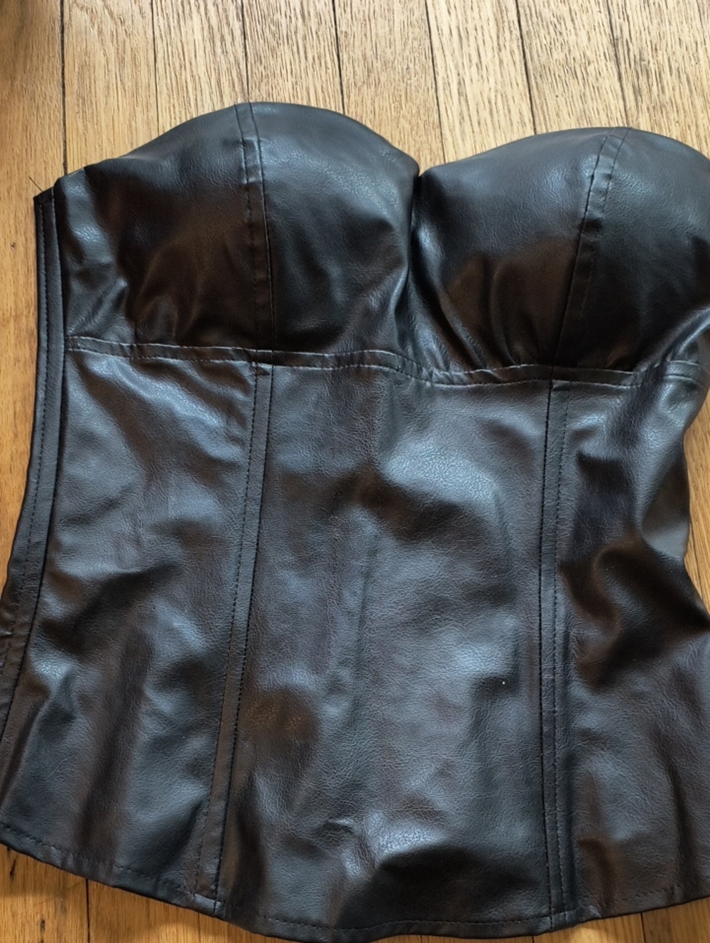 Charlotte Russe Black Strapless Faux Leather Bustier